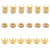 Brass Micro Pave Cubic Zirconia Beads, Mixed Shapes, Golden, 18pcs/box
