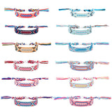 12Pcs 12 Colors Polyester Braided Cord Bracelets Set, Ethnic Adjustable Bracelets, Mixed Color, Inner Diameter: 2-3/8~3-1/2 inch(6~8.8cm), 1Pc/color