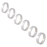 6Pcs 6 Style 304 Stainless Steel Flat Plain Band Finger Ring for Women, Stainless Steel Color, Inner Diameter: 15.5~18mm, 1pc/style