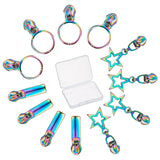 12Pcs Rectangle & Star & Ring Zinc Alloy Replacement Zipper Sliders, for Luggage Suitcase Backpack Jacket Bags Coat, Colorful, 4pcs/style