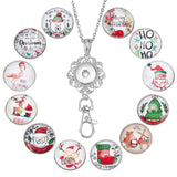 DIY Half Round Pendant Necklace Making Kits, Including Brass & Glass Snap Buttons, Alloy Keychain Findings, 304 Stainless Steel Cable Chains Necklaces, Christmas Themed Pattern, 14Pcs/box