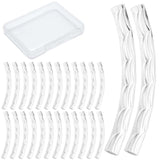 Brass Tube Beads, Long-Lasting Plated, Curved Beads, Textured Tube, 925 Sterling Silver Plated, 20x2mm, Hole: 1.2mm, 40pcs/box