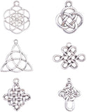 Tibetan Style Alloy Chinese Knot Pendants, Antique Silver, 10pcs/kind, 60pcs/box