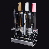 18-Hole Transparent Acrylic Pen & Pencil Display Stands, Pen Organizer Holder, Rectangle, Clear, 12.4x8.8x7.8cm
