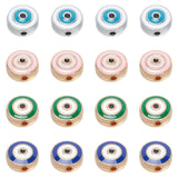 Alloy Enamel Beads, Flat Round with Evil Eye, Mixed Color, 10x5mm, Hole: 1.2mm, 4 colors, 16pcs/color, 64pcs/Box