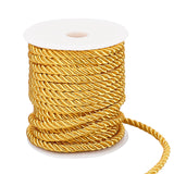 3-Ply Polyester Cord, with Spool, Twisted Rope, for DIY Cord Jewelry Findings, Goldenrod, 5mm, Spool: 82x83mm, about 18m/roll