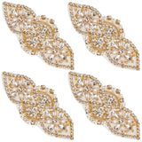 Alloy Glass Rhinestone Cloth Cabochons, Costume Accessories, Appliques, Flower, Golden, 41x96~102x7mm