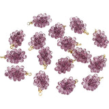 16Pcs Resin Pendants, 3D Printed, with Light Gold Plated Brass Loops, Grape, Medium Orchid, 17x9mm, Hole: 1.4mm