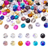 240Pcs 12 Colors Glass Charms, Faceted, Cone, Mixed Color, 8x4mm, Hole: 1~1.2mm, 20pcs/color