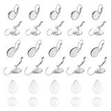 80Pcs 4 Style 304 Stainless Steel Leverback Earring Findings, with Teardrop Setting for Cabochon, Stainless Steel Color, 20pcs/style