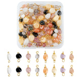 80Pcs 8 Styles Natural Gemstone Connector Charms, with Golden Tone Alloy & Brass Findings, Nuggets, 14~21x5~9.5x4~7.5mm, 10pcs/style