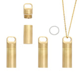 Brass Capsule Pendants, Camping Survival Waterproof Seal Bottle, Outdoor EDC Equipment, Column, Golden, 38x12mm, Hole: 5x8mm