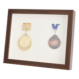 Natural Wood Medal Display Frame, with Glass and Paper Card, with Nail, Rectangle, Coconut Brown, 278x229x44mm, Inner Diameter: 243x205.5mm