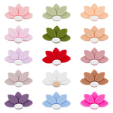 15Pcs 15 Colors Lotus Food Grade Eco-Friendly Silicone Beads, Chewing Beads For Teethers, DIY Nursing Necklaces Making, Mixed Color, 18x30x8mm, Hole: 2.2mm, 1pc/color