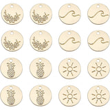 32Pcs 4 Style Alloy Charms, Cadmium Free & Nickel Free & Lead Free, Flat Round, Real 16K Gold Plated, 12x1~1.5mm, Hole: 1.5mm, 8pcs/style