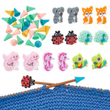 Animal Silicone Knitting Needle Stoppers, Knitting Needle Point Protectors, for Knitting Needles Crocheting Projects, Mixed Color, Silicone Beads: 27~35x19~32x8.5~10mm, Hole: 2mm, 14pcs; Protectors: 22x17mm, Hole: 6mm, 30pcs