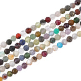 5 Strands Natural Mixed Stone Beads Strands, Faceted, Round, 3x2~3mm, Hole: 0.5mm, about 123~127pcs/strand, 15.3 inch~15.5 inch