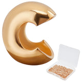 300Pcs Brass Crimp Beads Covers, Long-Lasting Plated, Real 18K Gold Plated, 3.5x4x2mm, Hole: 1.2mm