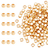 200Pcs Brass Spacer Beads, Long-Lasting Plated, Cube, Light Gold, 3x3x3mm, Hole: 1.8mm