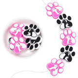 10Pcs 2 Colors Paw Print Food Grade Eco-Friendly Silicone Beads, Chewing Beads For Teethers, DIY Nursing Necklaces Making, Mixed Color, 28x27x8mm, Hole: 2.5mm, 5pcs/color