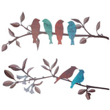 Iron Laser Cut Metal Wall Art Decor, Branch with Bird, for Living Room Bedroom Hanging Decorations, Colorful, 152x397~402x0.9mm, Hole: 2.5~3mm, 2pcs/set