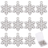 40Pcs Alloy Enamel Pendants, for Christmas, Snowflake, Platinum, White, 20.5x16x1.7mm, Hole: 1.5mm