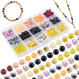 450Pcs 15 Style Drawbench Glass Beads Strands, Baking Painted, Dyed, Round, Mixed Color, 6~6.5mm, Hole: 1~1.6mm, 30pcs/style