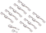 Rack Plating Brass Lobster Claw Clasps with Clip Ends, Nice for Jewelry Making, Silver, 33x4~5mm, 20sets/box