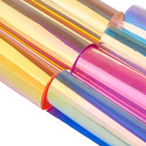 Clear Glitter PVC Vinyl Fabrics, Iridescent Magic Mirror Effect, Mixed Color, 30x20cm, 7 Colors, 1sheet/color, 7sheets/set