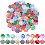 180pcs 9 colors Natural Akoya Shell Pendants, Mother of Pearl Shell Flat Round Charms, Dyed, Mixed Color, 10~15.5mm in diameter, 0.5~2mm thick, hole: 1.4~1.5mm, 20pcs/color