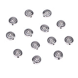Tibetan Style Alloy Flat Round Carved Vortex Beads, Antique Silver, 8x4mm, Hole: 1.5mm, about 150pcs/box