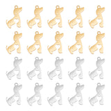 20Pcs 2 Colors 201 Stainless Steel Pendants, Silhouette Charms, Dog, Golden & Stainless Steel Color, 18x17x1mm, Hole: 1.6mm, 10pcs/color