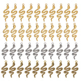40Pcs 4 Styles Zinc Alloy Pendants, Snake Charm, Mixed Color, 39~41x14.5~15x2.5~4.5mm, Hole: 2~4.5mm, 10pcs/style