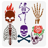 PET Hollow Out Drawing Painting Stencils, for DIY Scrapbook, Photo Album, Skull Pattern, 30x30cm