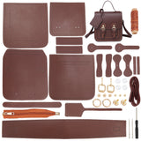 DIY Sew on PU Leather Women's Crossbody Bag Making Kit, including Fabric, Adjustable Shoulder Strap, Magnetic Clasp, Thread, Needle, Zipper, Screwdriver, Saddle Brown