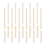 100Pcs 4 Style 304 Stainless Steel Curb Chain Extender, End Chains, Golden & Stainless Steel Color, 25~52mm, 25Pcs/style