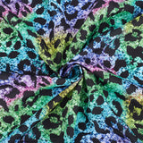 Leopard Print Rainbow Pattern Polycotton Fabric, for Garment Craft Accessories, Colorful, 100x150x0.02cm