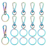 10Pcs Alloy Swivel Clasps, Key Clasps and 10Pcs Ion Plating(IP) 304 Stainless Steel Split Key Rings, Mixed Color, 2 Style