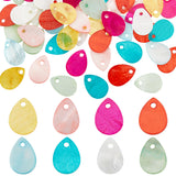 80Pcs 8 Styles Freshwater Shell Dyed Teardrop Charms, Mixed Color, 13x9~10x1~1.5mm, Hole: 1~1.2mm, 10pcs/style