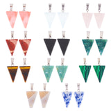 Triangle Gemstone Pendants, with Platinum Tone Brass Findings, 25x15x5.5mm, Hole: 6.5x3.5mm
