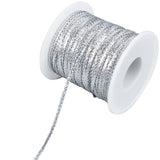 100M Nylon Braided Ribbon, Clothes Accessories, Flat, Silver, 1/8 inch(3mm), about 109.36 Yards(100m)/Roll