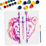 1Pc PET Hollow Out Drawing Painting Stencils, with 1Pc Art Paint Brushes, for DIY Scrapbook, Photo Album, Lion, 300x300mm