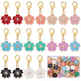 50Pcs Alloy Enamel Pendants Decoration, with Zinc Alloy Lobster Claw Clasps, Sakura, Mixed Color, 38mm