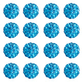 Pave Disco Ball Beads, Polymer Clay Rhinestone Beads, Round, Aquamarine, 10mm, Hole: 1.5mm, about 100pcs/box