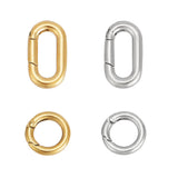 4Pcs 4 Styles 304 Stainless Steel Spring Gate Rings, Round Ring & Oval Ring, Golden & Stainless Steel Color, 12~18.5x10~12x2~3mm, 1pc/style