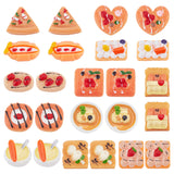 60Pcs 12 Styles Opaque Epoxy Resin Decoden Cabochons, Imitation Food, Mixed Shapes, Mixed Color, 20~27x14~24x6.5~13.5mm, 5pcs/style