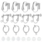 18Pcs 3 Style Brass Clip-on Earring Findings, with 20Pcs Plastic Pads, Silver, 13~15.5x11~17x1.5~7.5mm, 6Pcs/style