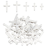 40Pcs 5 Style 304 Stainless Steel Pendants, Cross, Silver, 14.5~27x8~16x0.6~0.8mm, Hole: 1.2~2mm, 8pcs/style