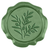 50Pcs Adhesive Wax Seal Stickers, Envelope Seal Decoration, For Craft Scrapbook DIY Gift, Olive Drab, Leaf, 30mm