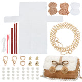 DIY Cherry Decoration Shoulder Bag Making Kits, including Thick Wool Yarns, Imitation Leather Fabric, Plastic Mesh Canvas Sheet, Iron Findings, Magnetic Clasp, Peru, 22x13x5cm